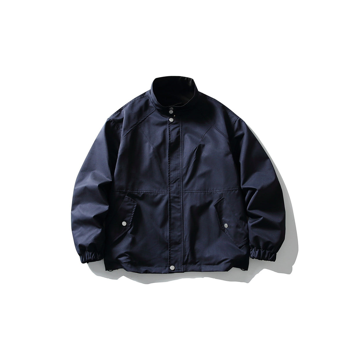 Unisex Lightweight wind and water-repellent oversized boxy jacket with stand-up collar and elastic hem EVA-US