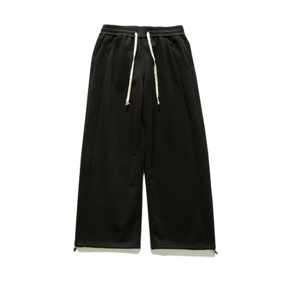 Women's Wide Sweat Culotte with Drawstring, Decorative Seams and Adjustable Hem EVA-US