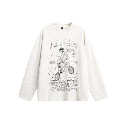 Unisex Oversize-Longsleeve shirt with illustrative bike print and relaxed silhouette EVA-US