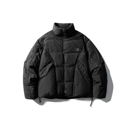 Men's Short Boxy Insulation Jacket with High Standing Collar and Large Flap Pockets EVA-US
