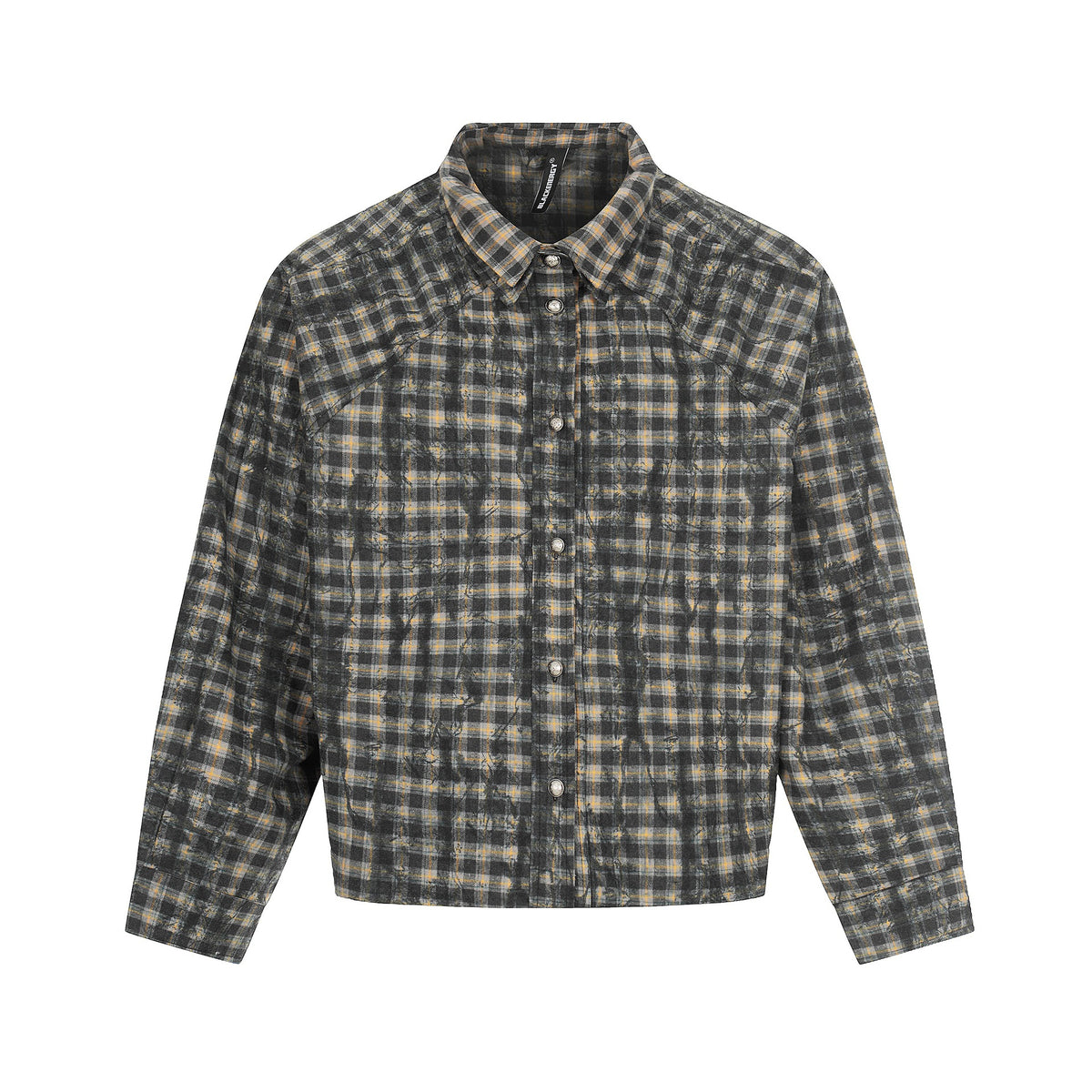 Men's Oversized Check Overshirt in Blouson Style with Distressed Finish EVA-US