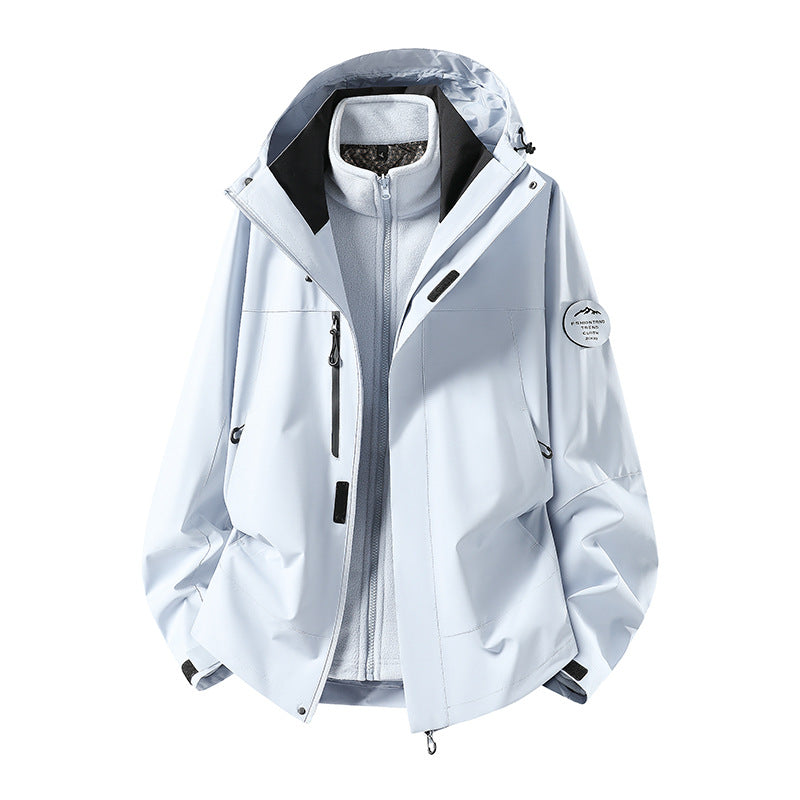 Men's two-layer softshell outdoor jacket with removable fleece lining and adjustable hood EVA-US