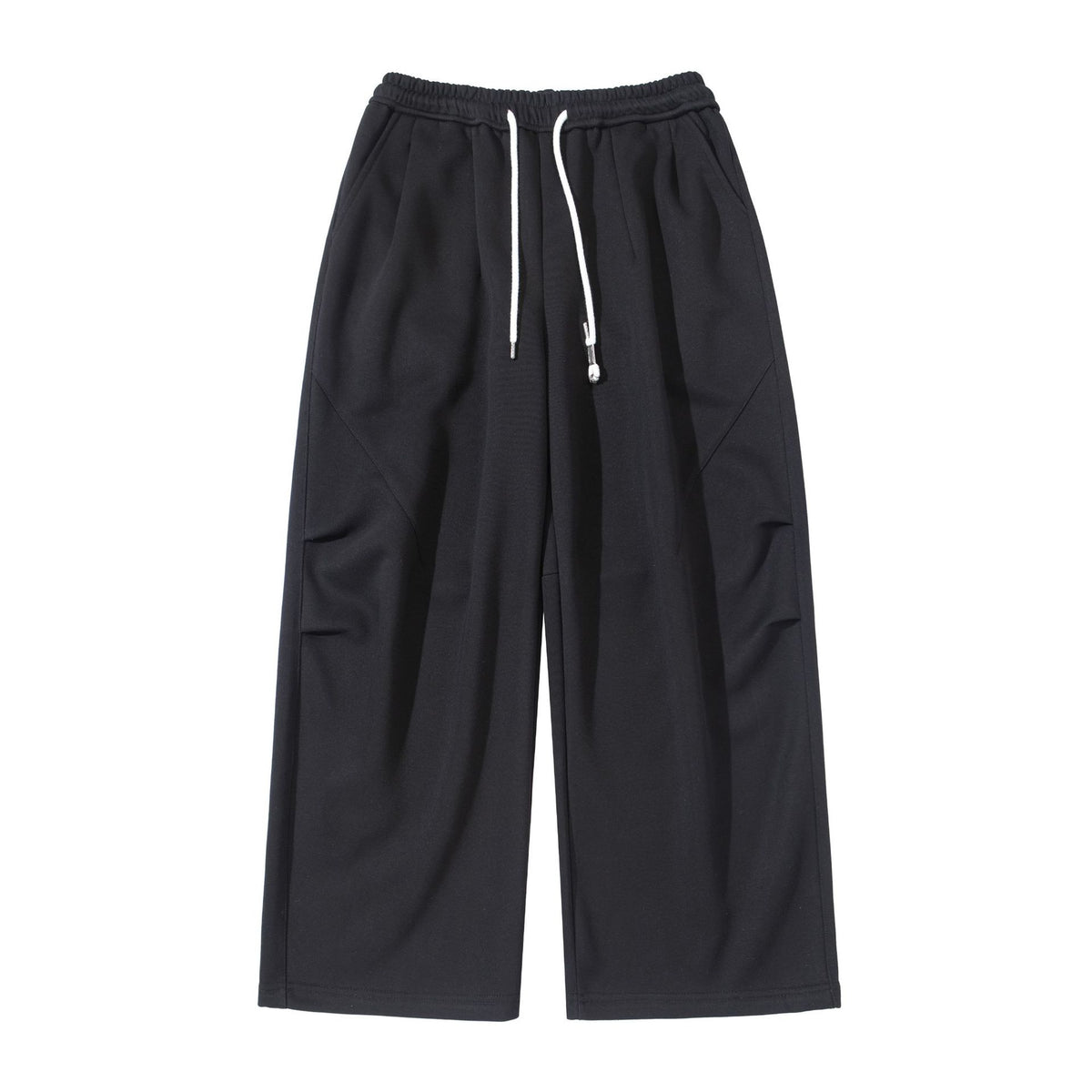 Women's Wide Cropped Jogging Pants made of French Terry with a high elastic waistband, drawstring, and side pockets EVA-US