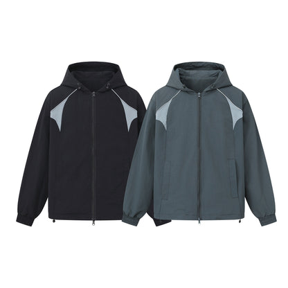 Unisex Lightweight Boxy Hooded Jacket with Two-Way Zipper and Drawstring Hem EVA-US