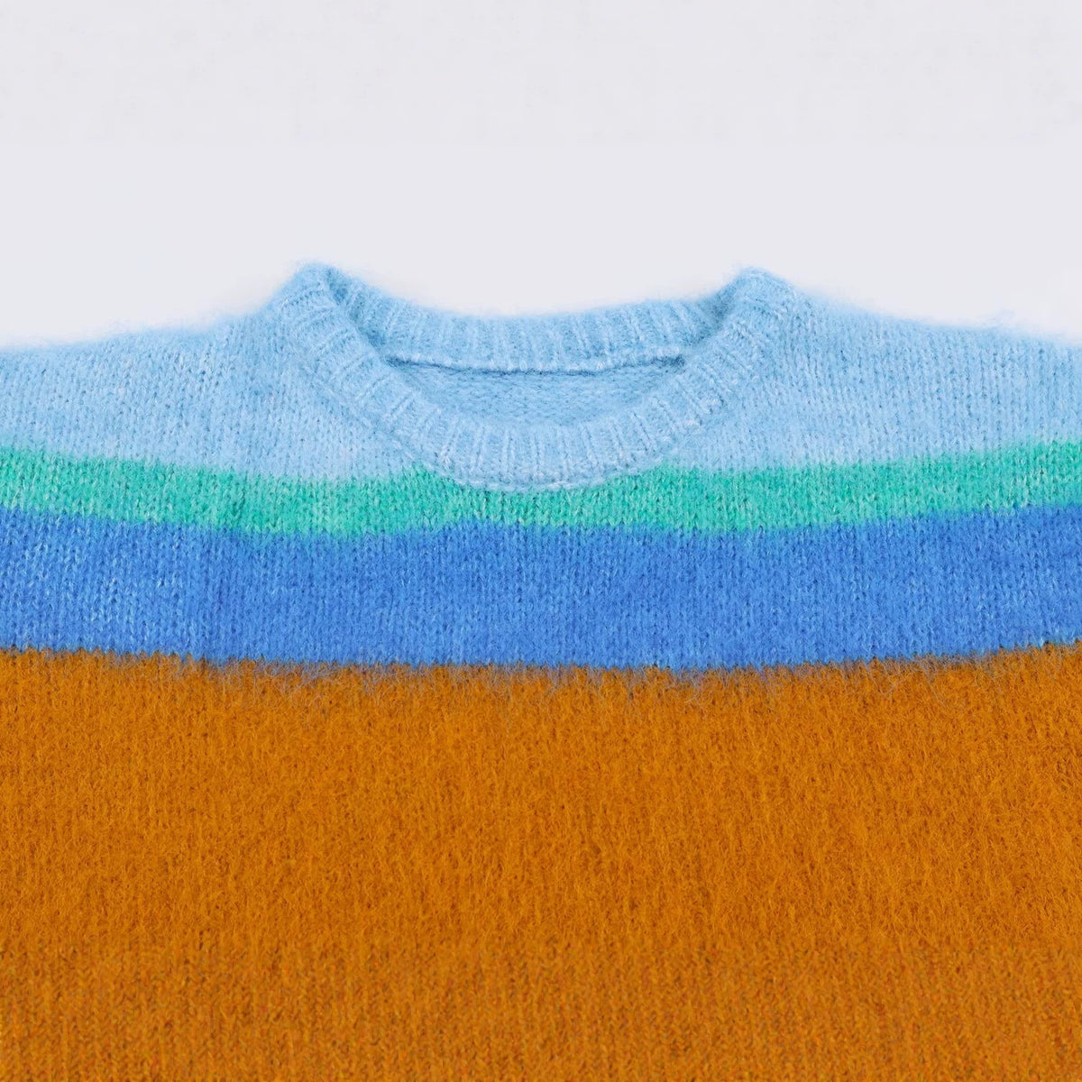 Women's Oversize Mohair-Look Striped Sweater with Round Neckline EVA-US