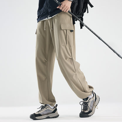 Men's Wide Tech Cargo Pants with Utility Pockets and Adjustable Waist EVA-US