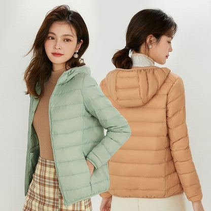 Women's Ultra-light Quilted Hooded Jacket with Ultra-flat Thermal Wadding EVA-US
