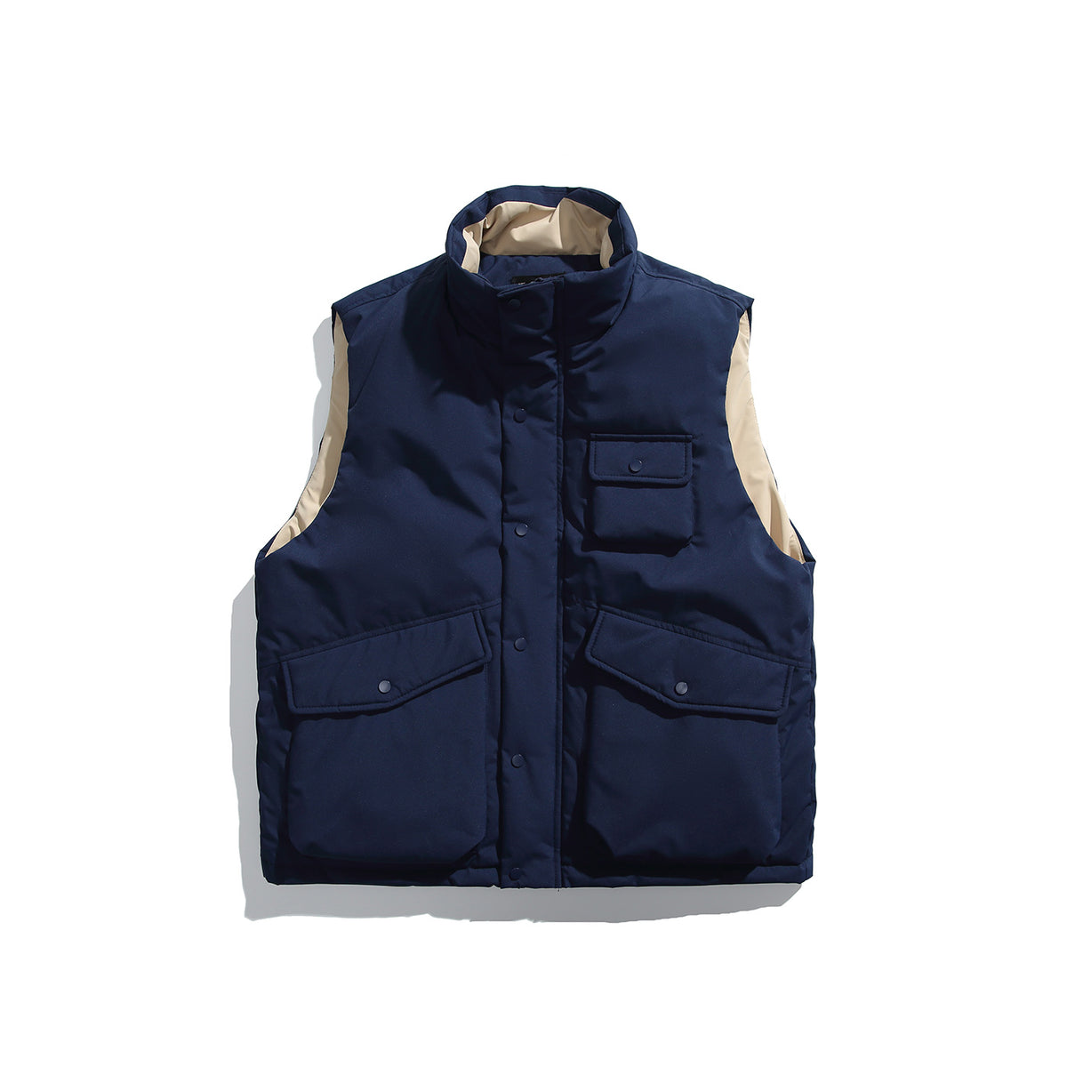 Unisex Padded Utility Vest with High Stand-Up Collar and Flap Pockets EVA-US