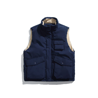 Unisex Padded Utility Vest with High Stand-Up Collar and Flap Pockets EVA-US