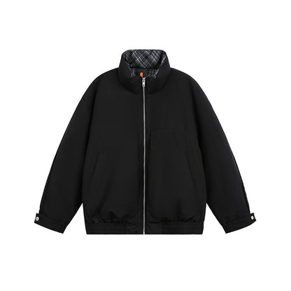 Unisex Oversize Blouson Jacket with Stand-Up Collar and Quilted Inner Lining EVA-US
