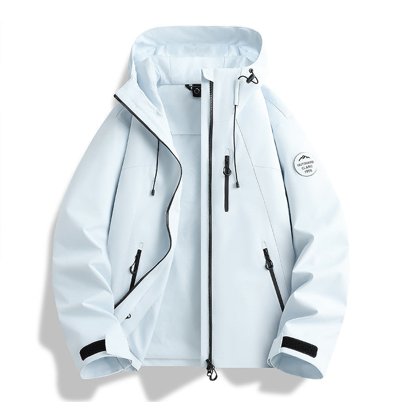 Women Lightweight Waterproof Hooded Jacket with Teddy Charm and Concealed Zipper Pockets EVA-US