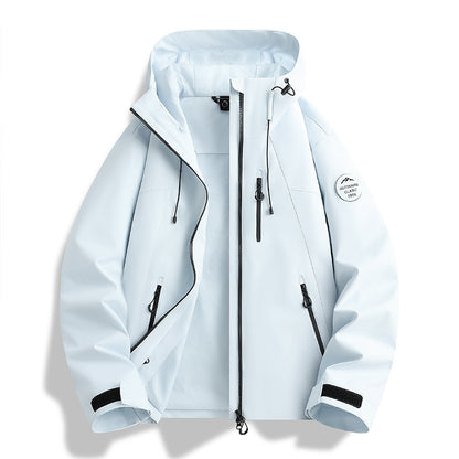 Women Lightweight Waterproof Hooded Jacket with Teddy Charm and Concealed Zipper Pockets EVA-US
