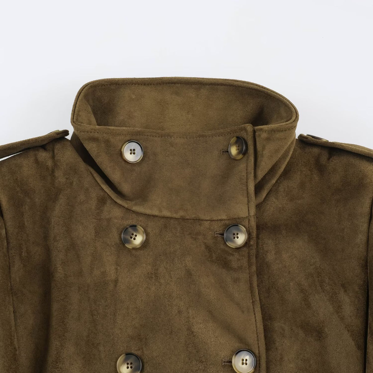Women’s short jacket in sailor and military mix with high stand-up collar, epaulettes and fitted drawstring EVA-US