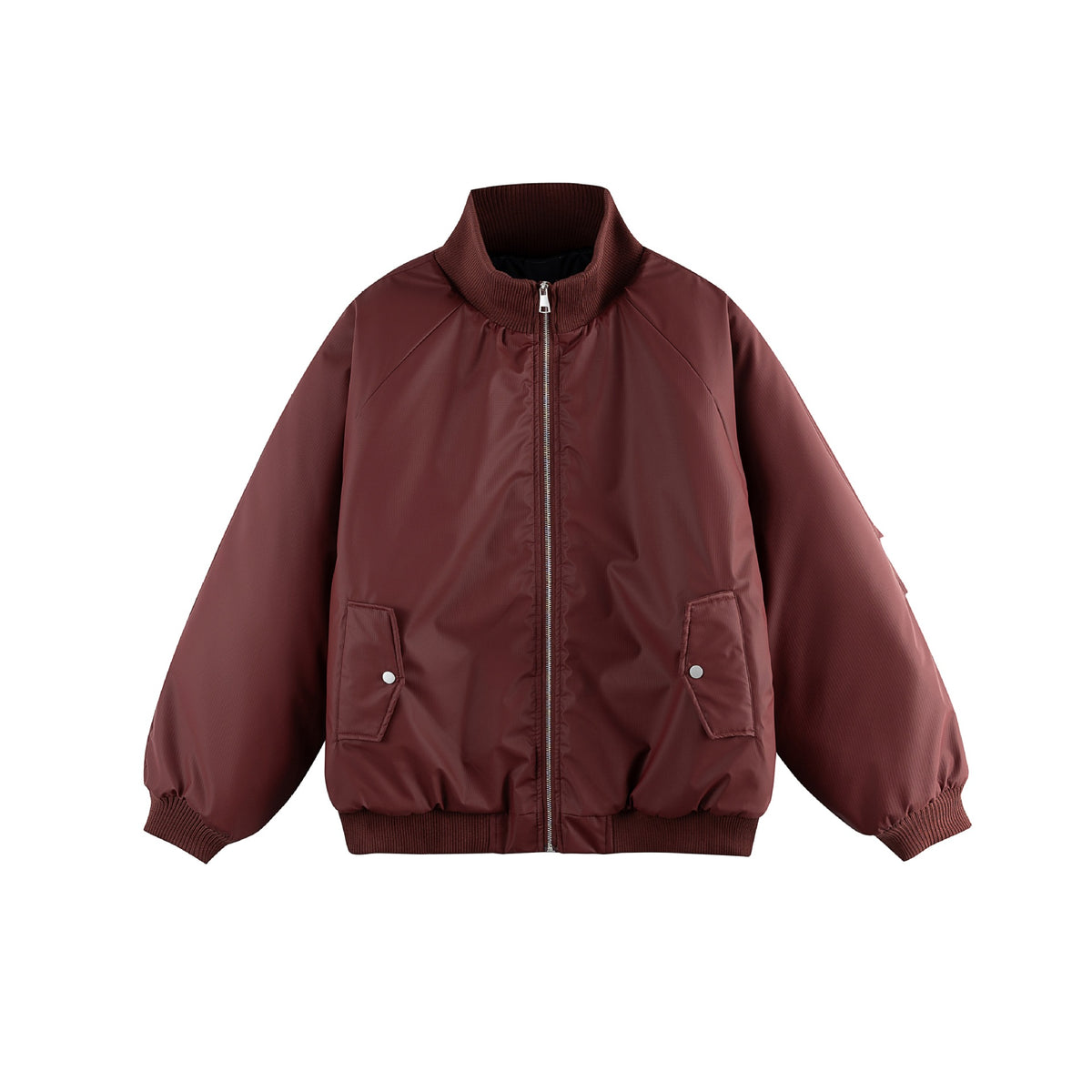 Women's Oversized Bomber Jacket EVA-US with Stand-up Collar, Padded Lining and Flap Pockets