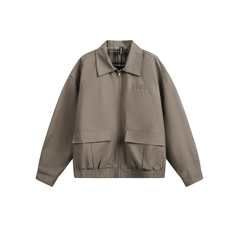 Unisex Lightweight Boxy Field Blouson in Utility Look with Patch Flap Pockets and Elastic Hem EVA-US
