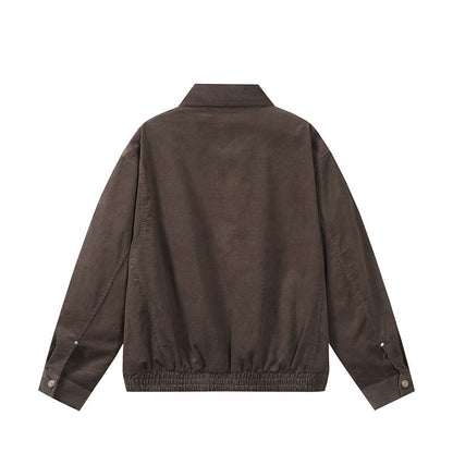 Men's casually cut corduroy blouson jacket with concealed zipper and elastic hem