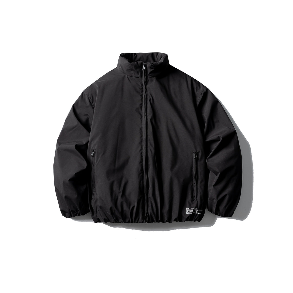 Unisex Short Boxy Thermal Blouson with High Standing Collar, Elastic Hem and Concealed Zipper EVA-US