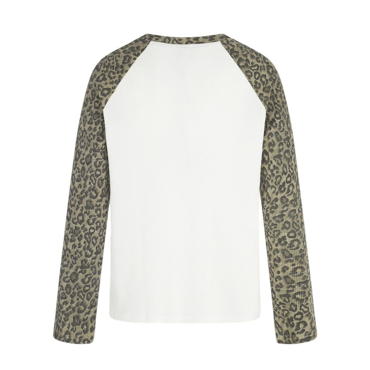 Women’s Long Sleeve Shirt in Baseball Style with Leopard Sleeves and Graphic Print EVA-US