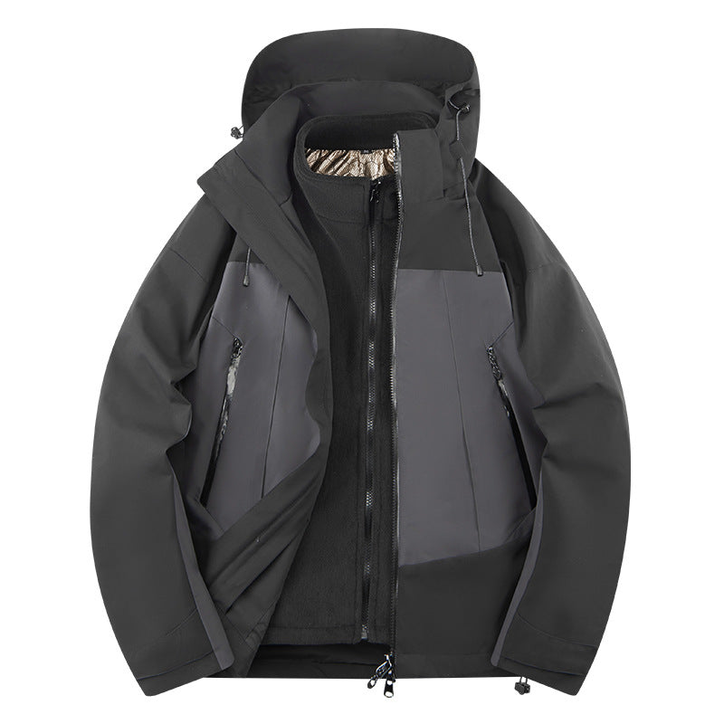 Unisex Softshell Outdoor Jacket with continuous fleece lining, adjustable hood, and water-repellent membrane EVA-US