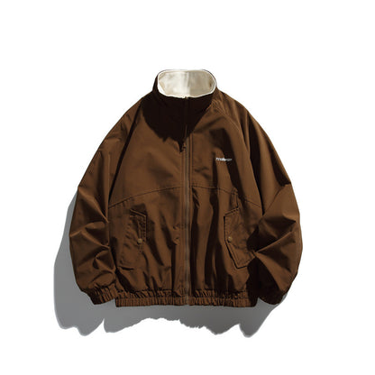 Unisex Light Boxy Windbreaker with High Collar and Contrasting Lining EVA-US