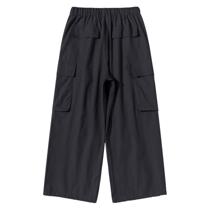 Women's Culotte Cargo Bermudas in Utility Look with Elastic Tunnel Drawstring Waist and Large Flap Pockets
