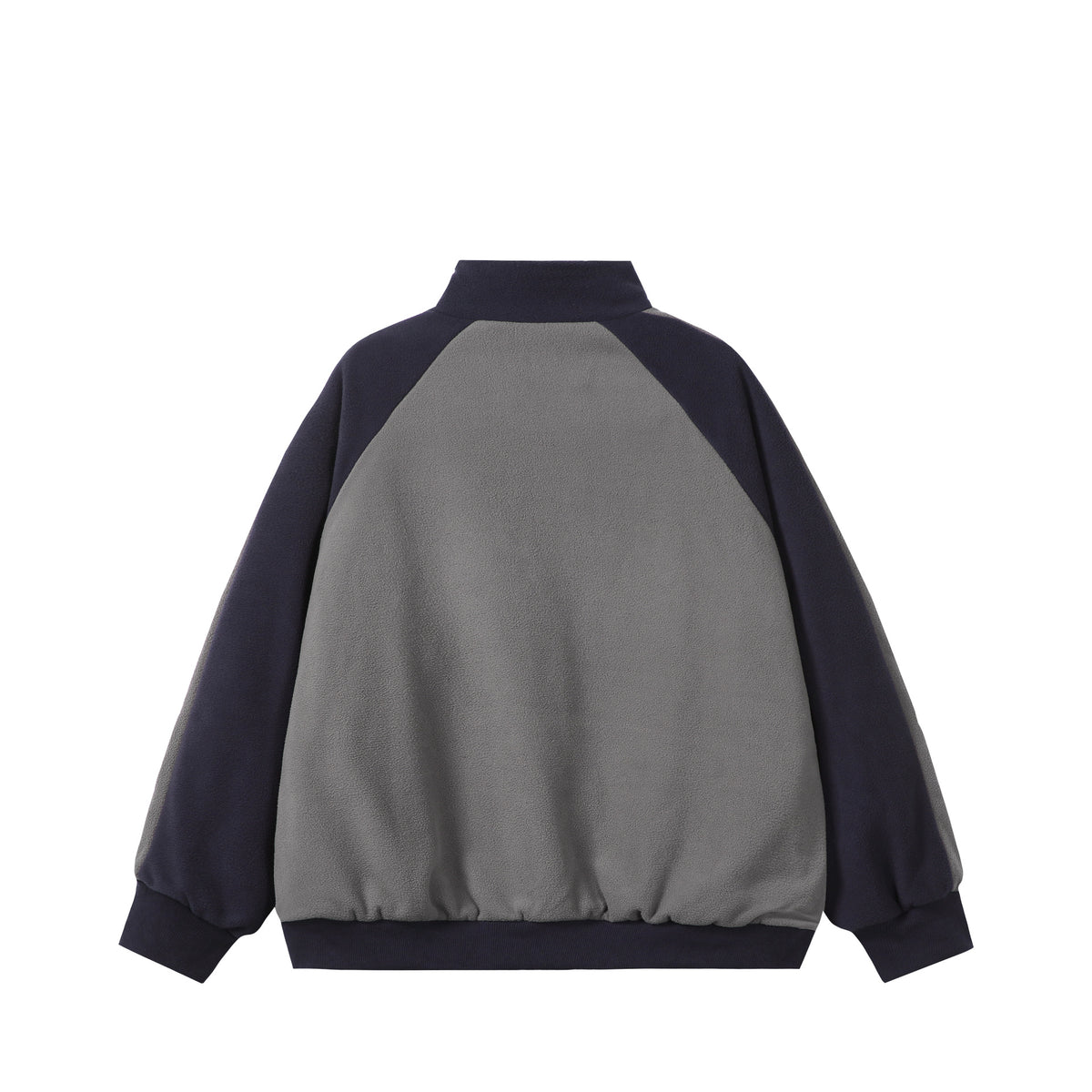 Unisex Boxy Fleece Jacket with Front Zipper, Stand Collar and Flap Pockets EVA-US