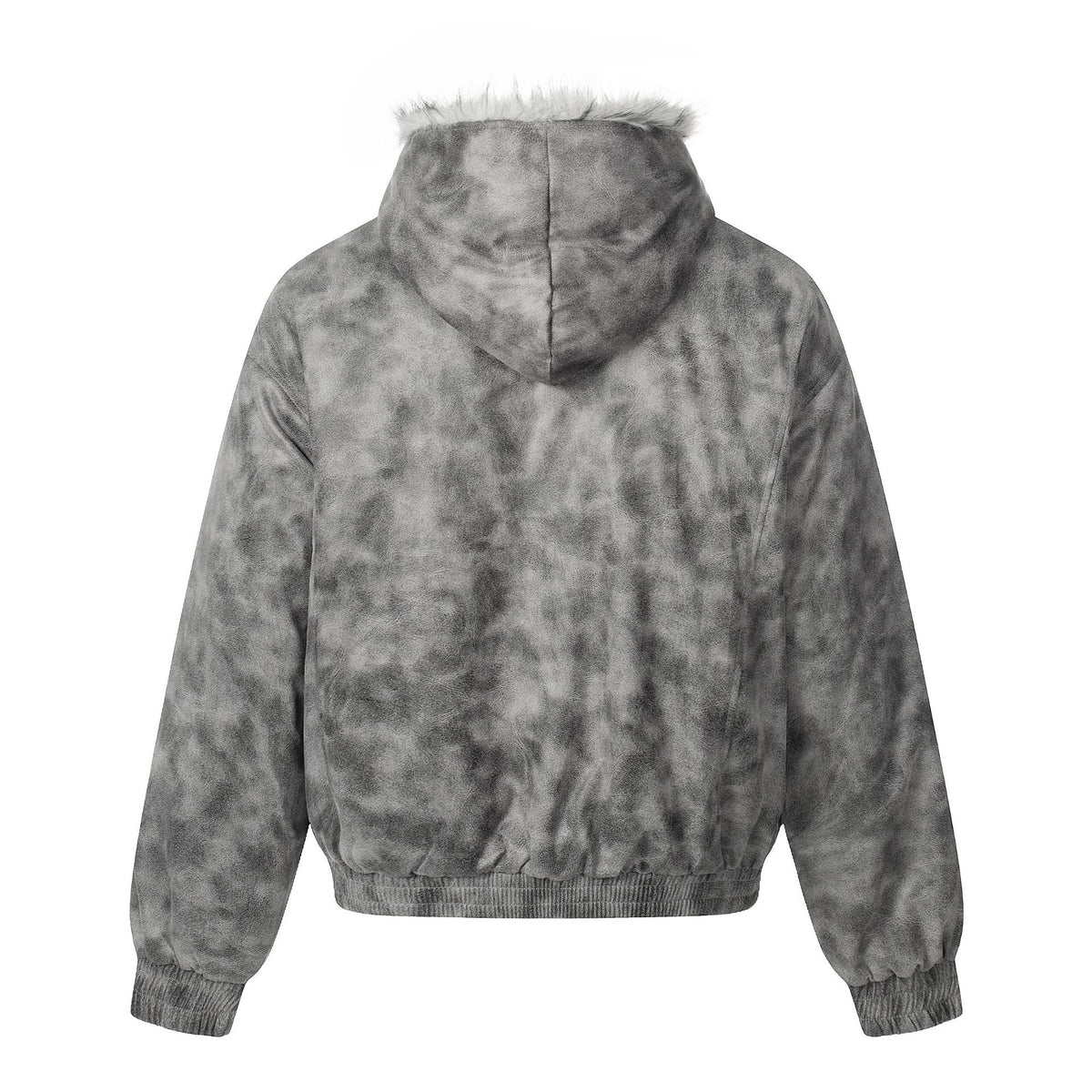 Women's short jacket in vintage suede look with hood and teddy lining EVA-US