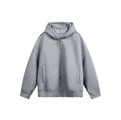 Unisex Oversize Hooded Sweat Jacket with Zipper, Side Pockets and Lined Hood EVA-US