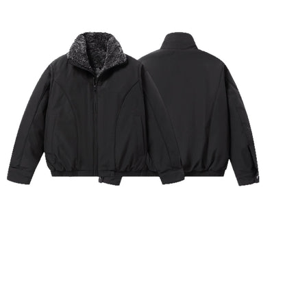 Men's short-cut thermal bomber jacket with high teddy collar EVA-US
