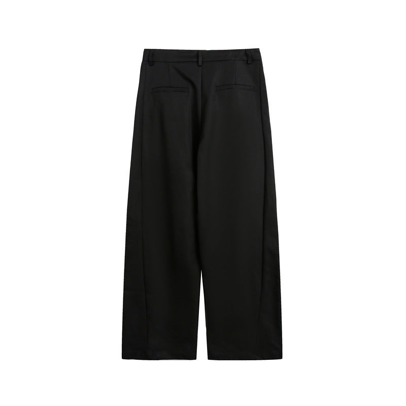 Women's Wide High-Waist Fabric Trousers with Crease and Side Insert Pockets EVA-US