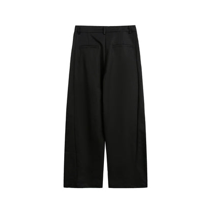 Women's Wide High-Waist Fabric Trousers with Crease and Side Insert Pockets EVA-US