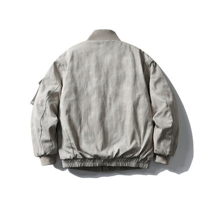 Men's Boxy Utility Blouson Jacket with Stand-up Collar, Cargo Sleeves and Applied Flap Pockets EVA-US