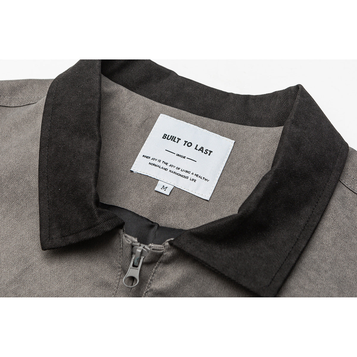 Men's Boxy Canvas Blouson Jacket in Utility Look with Cord Collar and Zip Chest Pockets EVA-US