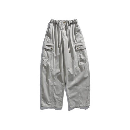 Men's cargo pants with elastic waistband, drawstring, and multiple utility pockets EVA-US