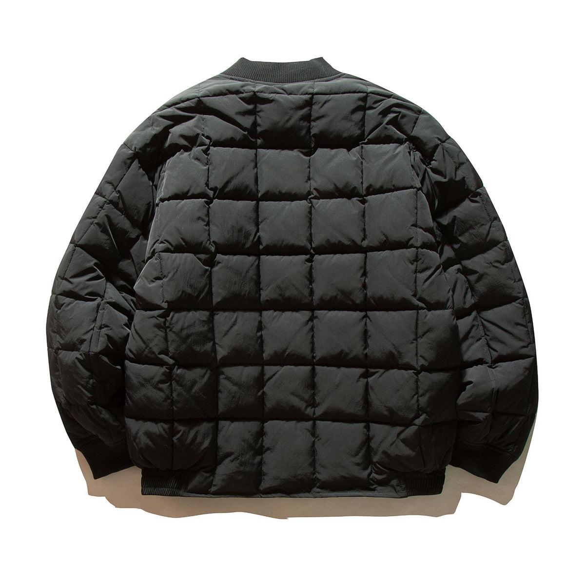 Men's Boxy Quilted Bomber Jacket with Cubic Padding and Ribbed Collar EVA-US