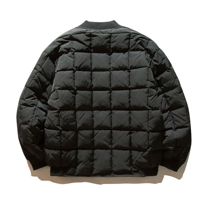Men's Boxy Quilted Bomber Jacket with Cubic Padding and Ribbed Collar EVA-US