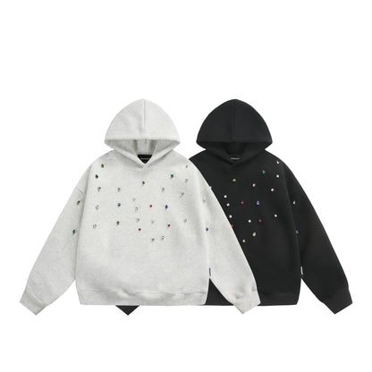 Women Oversize Hoodie with Rhinestone Applications and Relaxed Fit EVA-US