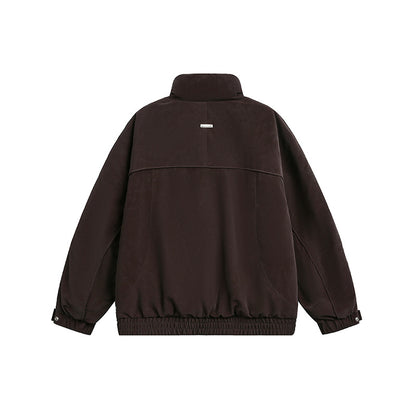 Men's Oversized Padded Bomber Jacket with Stand-Up Collar, Zipper Pockets, and Elastic Hem EVA-US