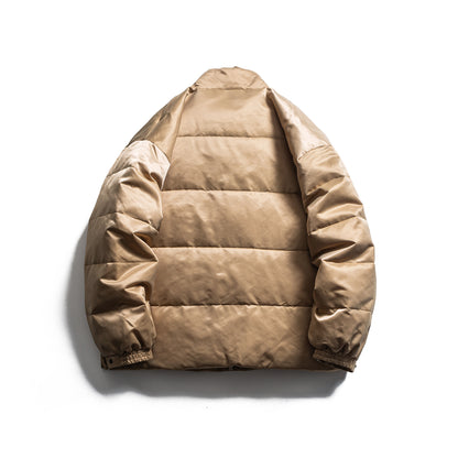 Men's Boxy Insulation Jacket in Field Style with Cargo Pockets and High Standing Collar EVA-US