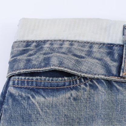 Ladies Wide-Cut Destroyed Jeans with Low Rise and Straight Leg EVA-US