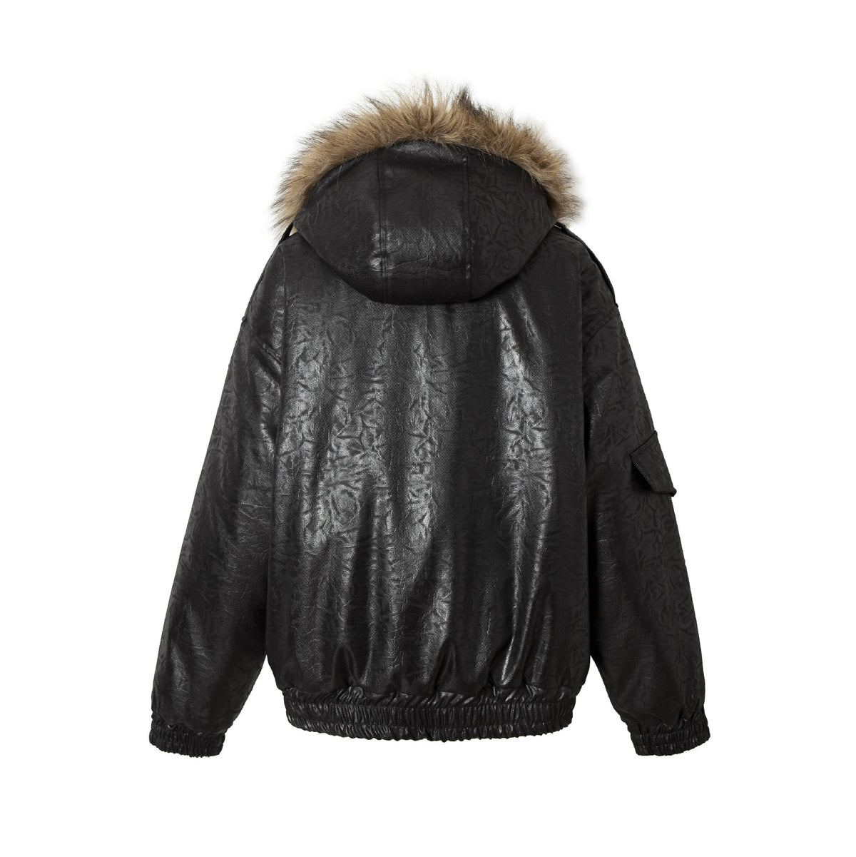 Men's Padded Oversized Bomber with Faux Fur Collar and Utility Pockets EVA-US