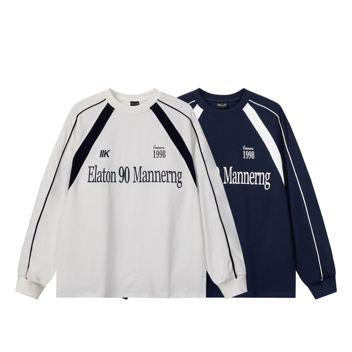 Unisex Oversize Sweatshirt in Retro Sports Style with Raglan Sleeves and Contrast Piping EVA-US