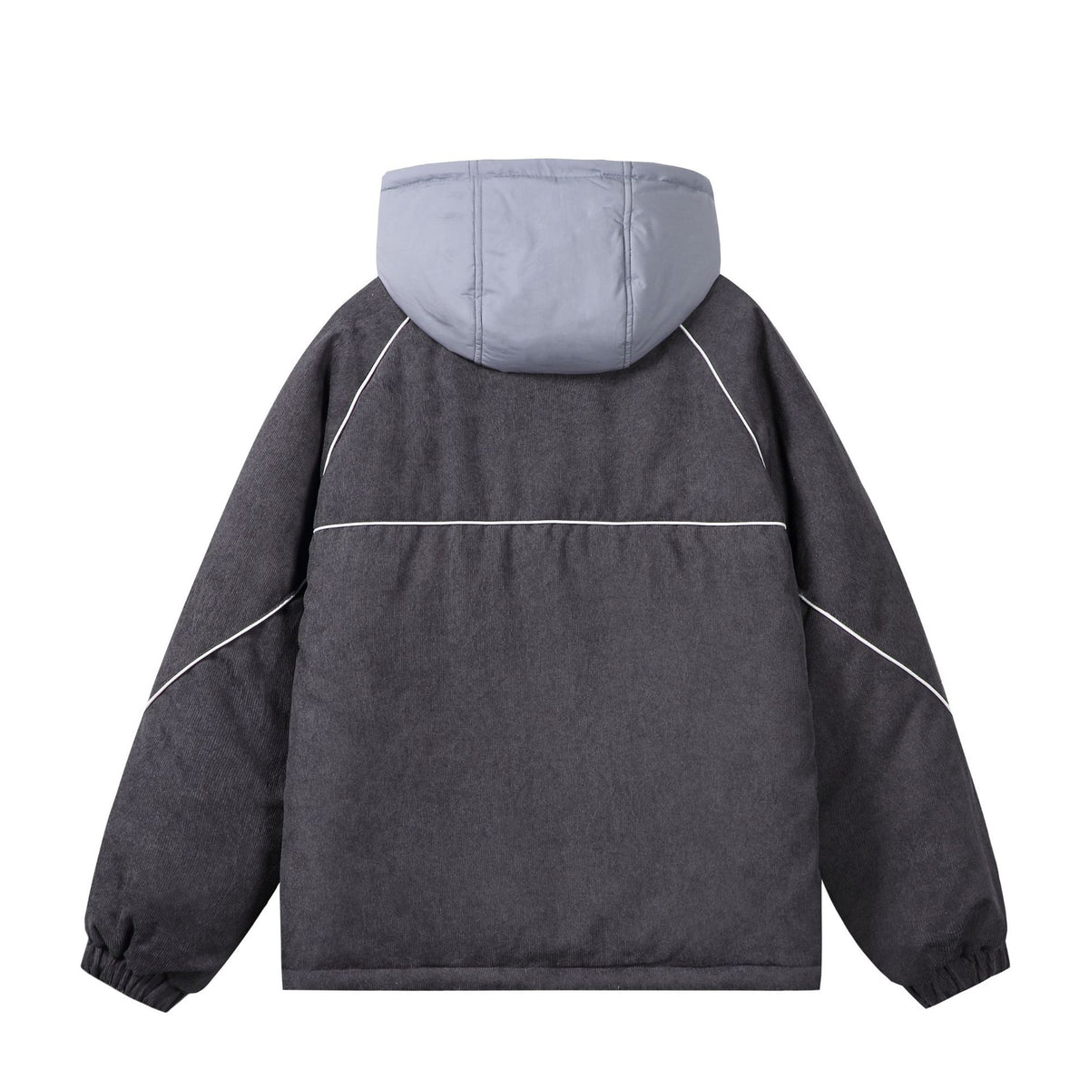 Unisex Quilted Cord Field Jacket with Hood and Large Utility Pockets EVA-US