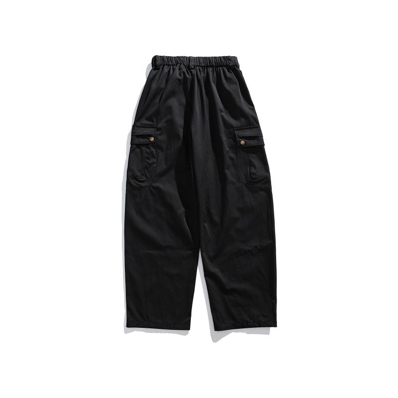 Men's cargo pants with elastic waistband, drawstring, and multiple utility pockets EVA-US