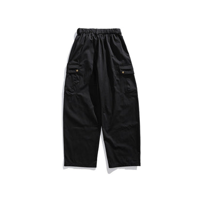 Men's cargo pants with elastic waistband, drawstring, and multiple utility pockets EVA-US