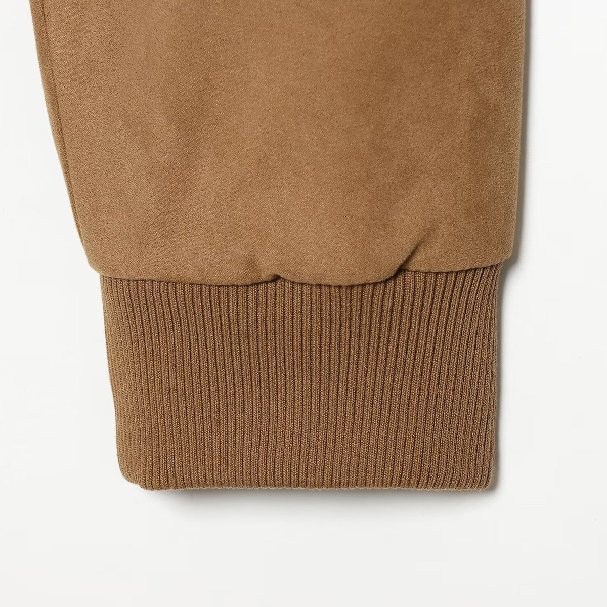 Women's Short Jacket in Suede Look Bomber with Zipper, Flap Pockets and Ribbed Cuffs EVA-US