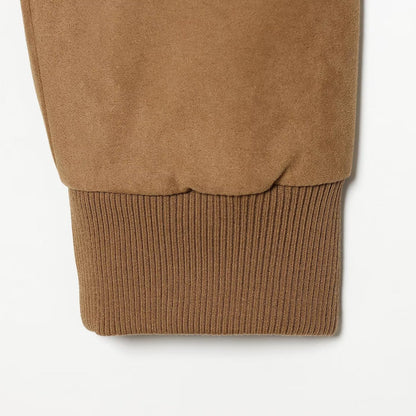 Women's Short Jacket in Suede Look Bomber with Zipper, Flap Pockets and Ribbed Cuffs EVA-US