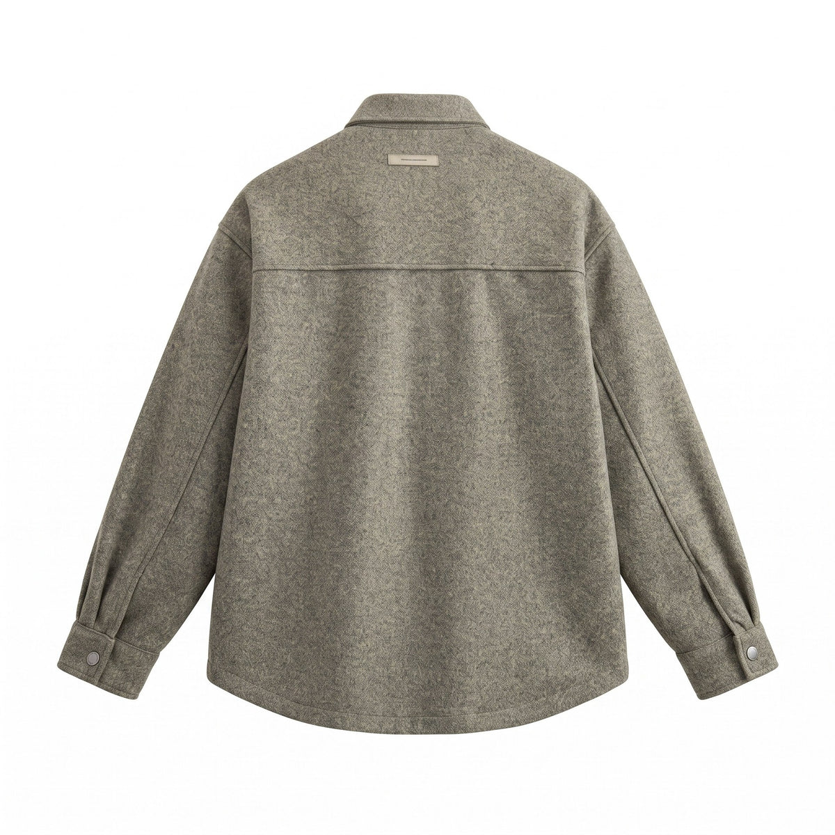 Men's Wool Blend Overshirt in Shirt Jacket Style with Snap Button Front and Flap Pocket EVA-US