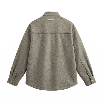 Men's Wool Blend Overshirt in Shirt Jacket Style with Snap Button Front and Flap Pocket EVA-US
