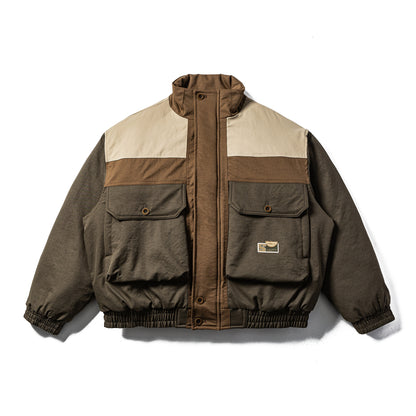 Men's short-cut utility field jacket with high standing collar and large flap pockets EVA-US
